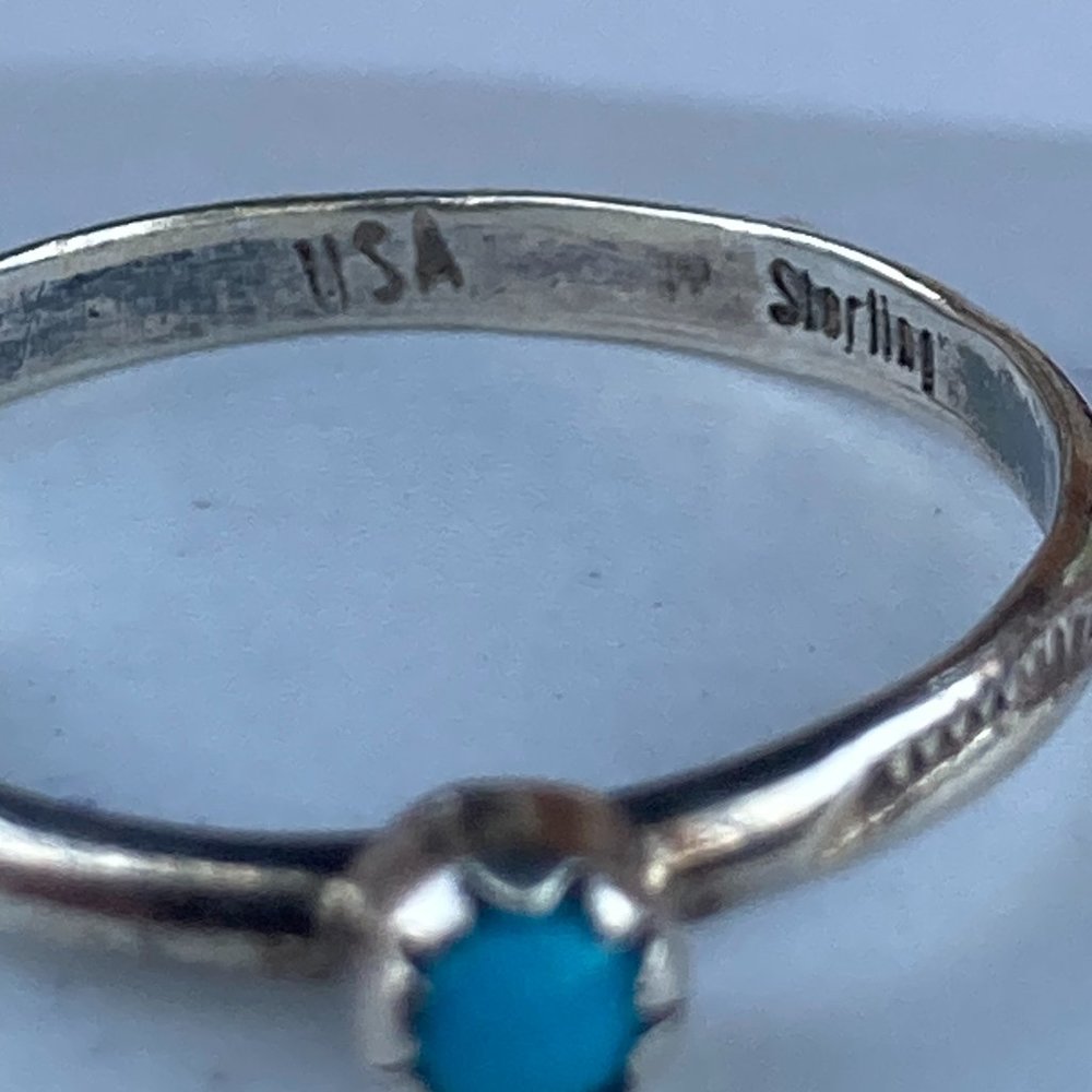 Vintage Stackable Tribal Made Tiny Turquoise Gem … - image 8